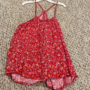 Red floral tank top